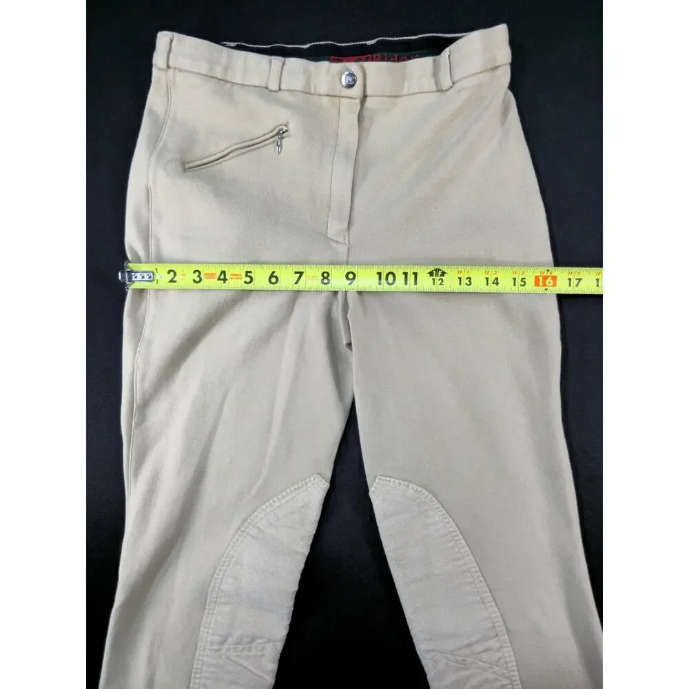 Vintage TuffRider Women's Front Zip Knee Patch Jodhpurs Breeches Tan Size 30